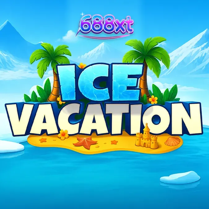 Interface do jogo de slot Ice Vacation com urso polar na praia